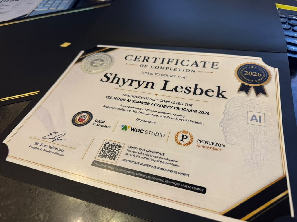 Sample AI Academy certificate