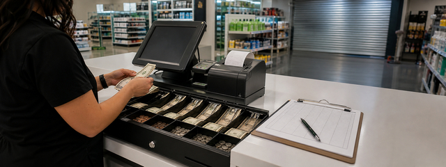 Start-of-Day and End-of-Day Cash Register Controls for Retail POS
